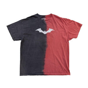 Batman Shirt Mens 2XL Black Red Split Dye Bat Logo Graphic DC Comics T-Shirt